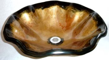 Picture of Laventino Dell'Oro Wavy Edge Glass Vessel Sink