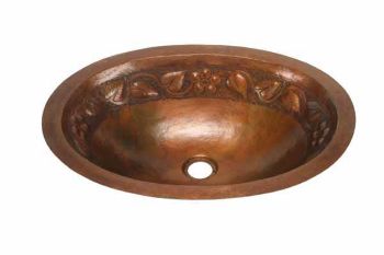 19" Oval Copper Bathroom Sink - Floral by SoLuna