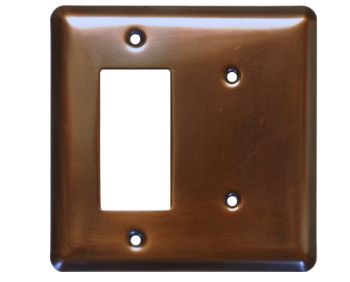 Picture of 2 Gang Deco Blank Combo Copper Switch Plate Cover