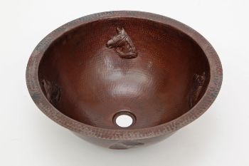 17" Round Copper Bath Sink - Horse by SoLuna