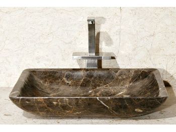 Picture of 20" Rectangular Stone Vessel Sink with Rounded Walls