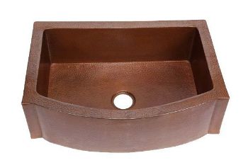 Rounded Front Flat Ends Copper Farmhouse Sink by SoLuna
