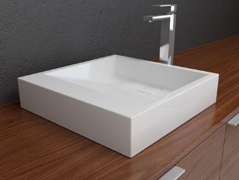 Picture of Solid Surface Contemporary White Sloping Bath Sink I
