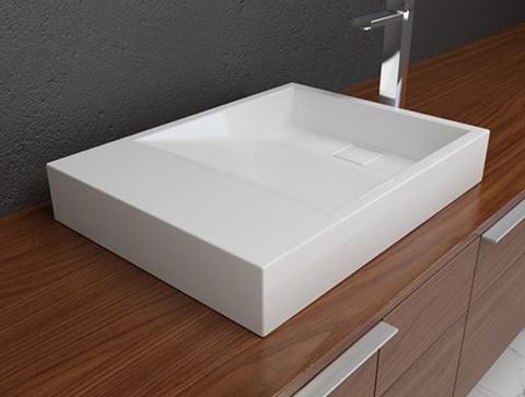 Picture of Solid Surface Contemporary White Sloping Bath Sink II