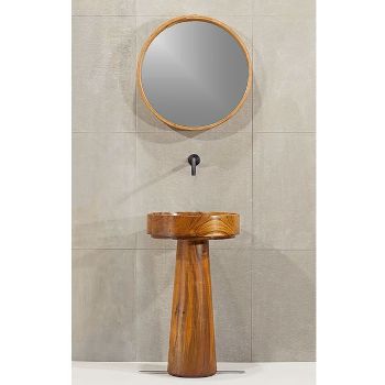 Picture of Round Teak Wood Bath Sink by Solli Concepts - T3 with Optional Pedestal Option