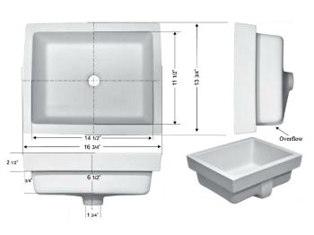 Picture of Hand Crafted Sink | 16" Rectangle Half-Exposed Drop-In Ceramic Sink