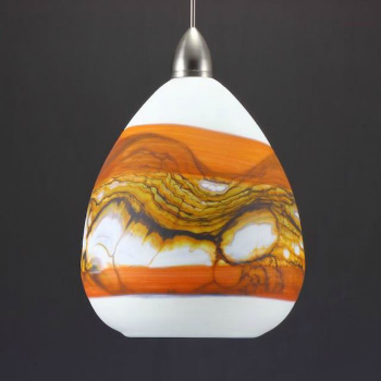 Blown Glass Pendant Light - Opal & Tangerine by Gartner Blade Art Glass