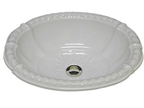 Picture of Hand Crafted Sink | 20" Fluted Oval Sink with Romanesque Relief Rim