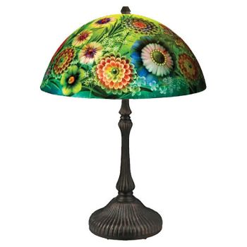 Reverse Hand Painted Lamp | Full Bloom