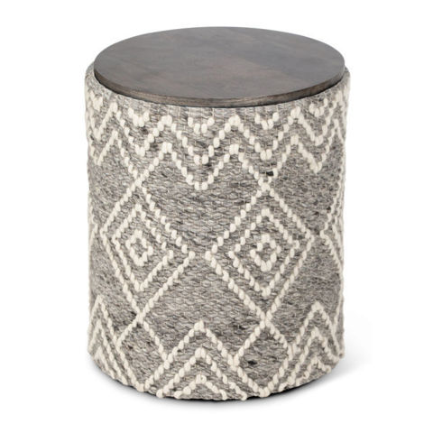Picture of Handwoven Storage Side Table - Grey Diamond