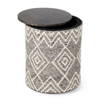 Picture of Handwoven Storage Side Table - Grey Diamond