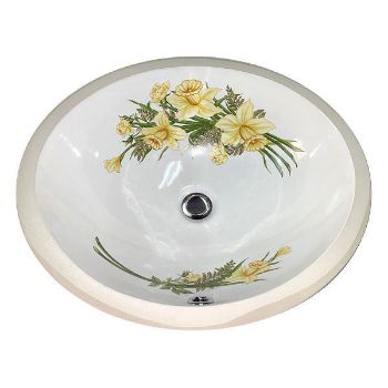 Hand Painted Sink | Yellow Daffodil and Roses
