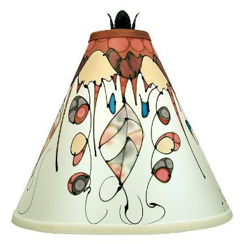 Hand-painted Botanical Table Lamp in Cream and Burgundy