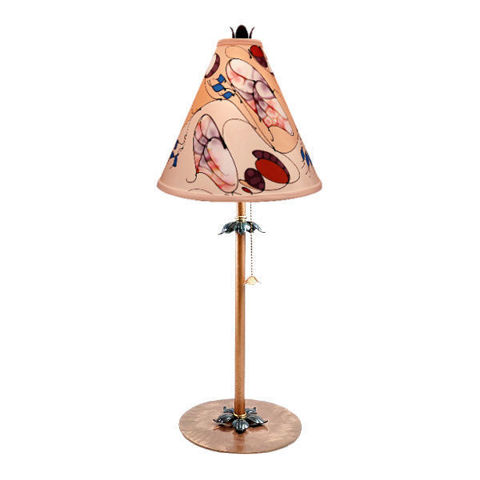 Hand-painted Botanical Table Lamp in Cream and Peach