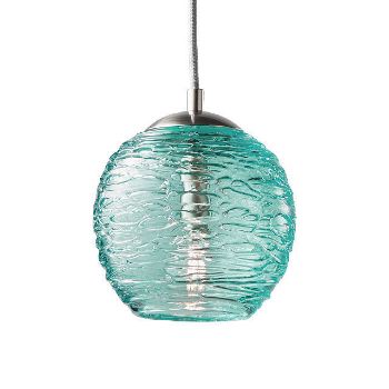 Blown Glass Pendant Light | Round Stella | Aqua