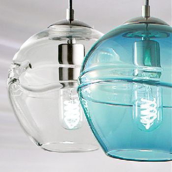 Blown Glass Pendant Light | Dome Fiona | Aqua
