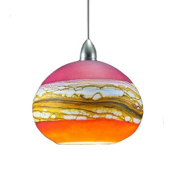 Blown Glass Pendant Light | Translucent Strata | Ruby & Tangerine | SALE