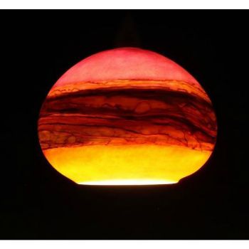Blown Glass Pendant Light | Translucent Strata | Ruby & Tangerine | SALE
