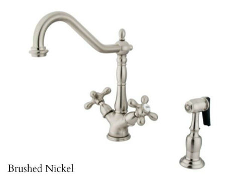 Picture of Kingston Brass Heritage Deck Mount Kitchen Faucet with Side Spray | SALE